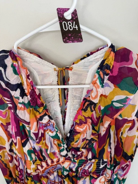 Anthropologie Multicolor Abstract Print Ruffle Maxi Dress 084 - Picture 4 of 8